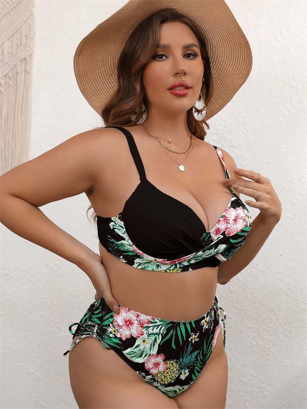 LADIES PLUS SIZE BIKINI SWIMWEAR BEACHWEAR BLACK / GREEN / BLUE (SIZE L - 5XL)