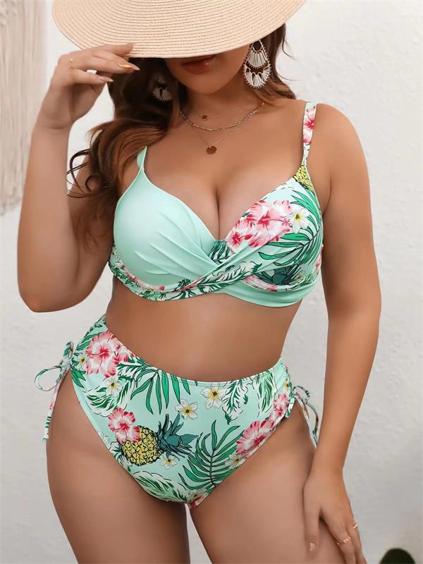 LADIES PLUS SIZE BIKINI SWIMWEAR BEACHWEAR BLACK / GREEN / BLUE (SIZE L - 5XL)