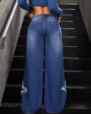 LADIES PLUS SIZE JEANS BLUE DENIM (SIZE S - 2XL)