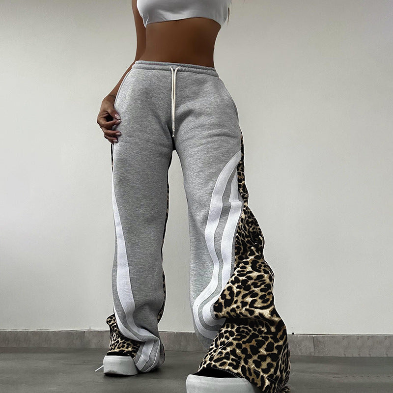 LADIES HIGH WAIST PANTS APRICOT-BEIGE / GRAY (SIZE S - L)