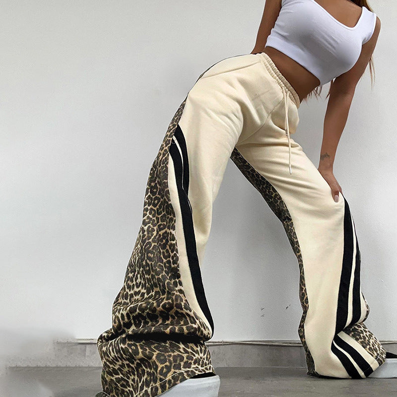 LADIES HIGH WAIST PANTS APRICOT-BEIGE / GRAY (SIZE S - L)