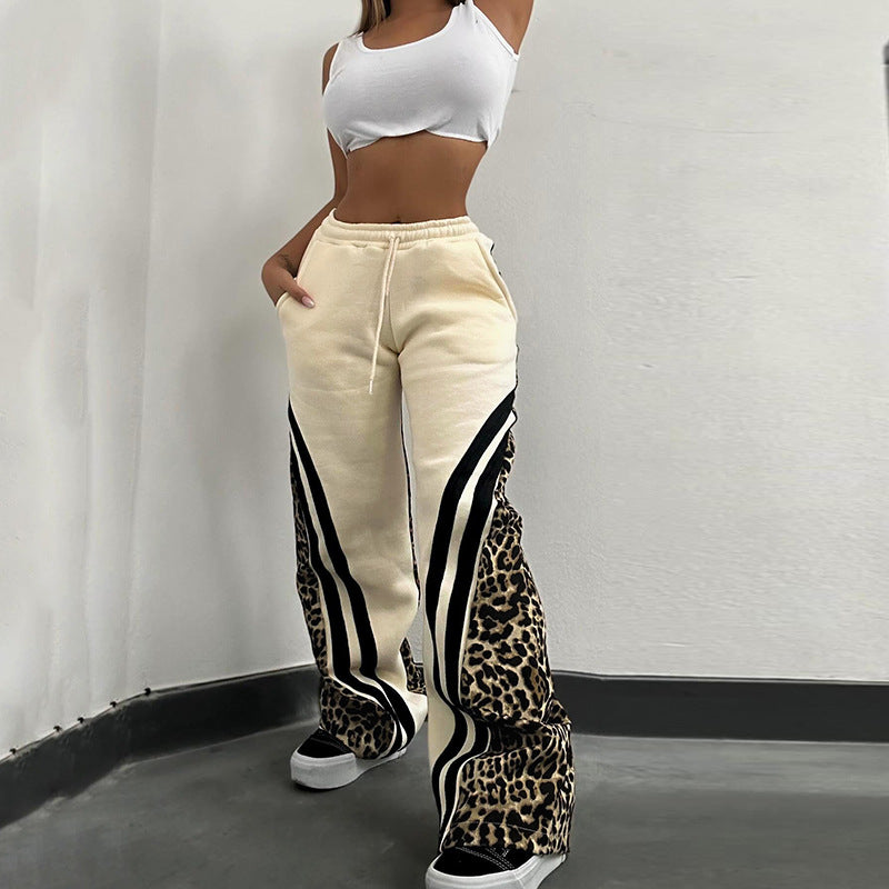 LADIES HIGH WAIST PANTS APRICOT-BEIGE / GRAY (SIZE S - L)