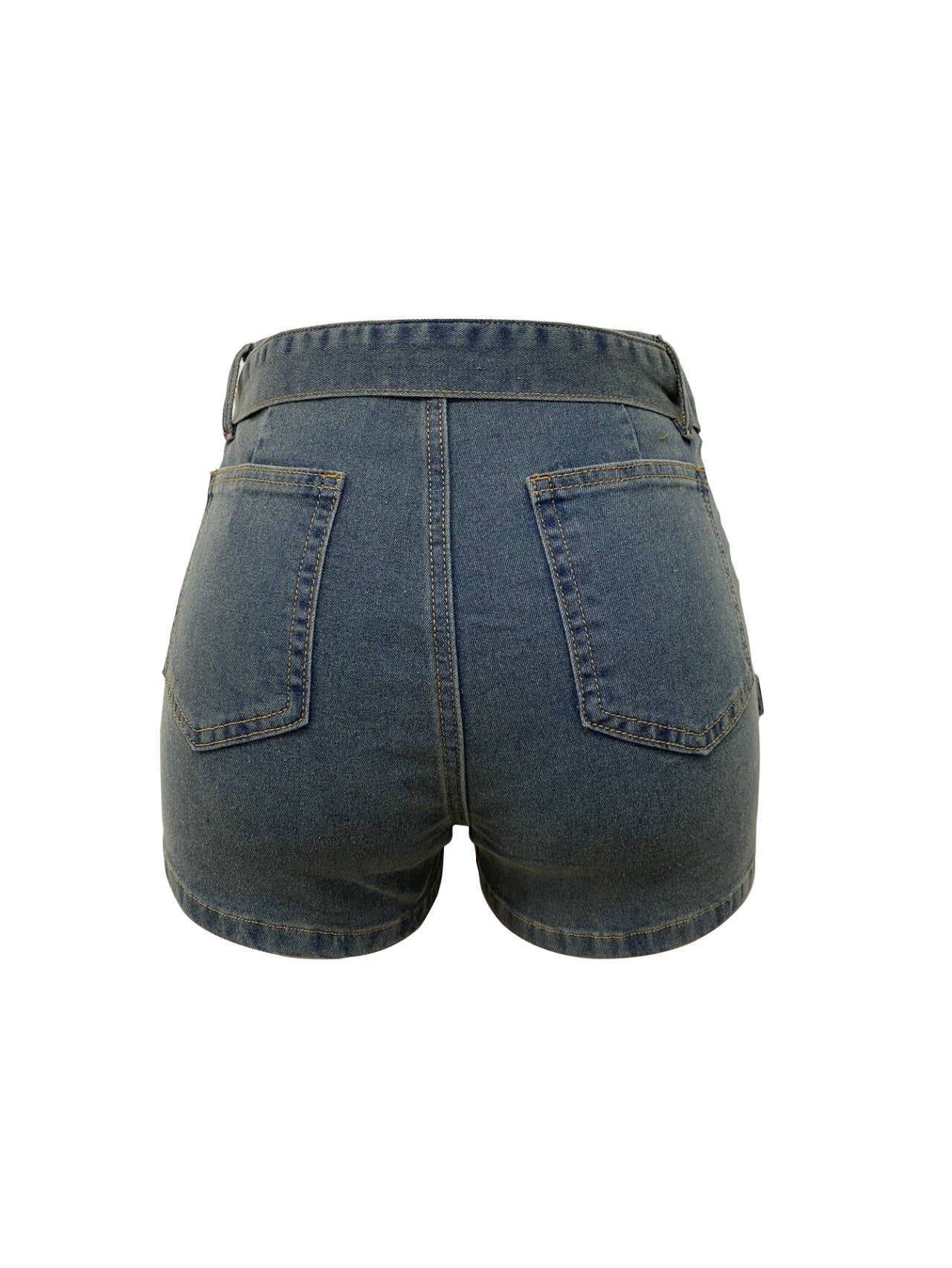 LADIES SHORT DENIM SHORTS SKIRT BLUE DENIM (SIZE S - XL)