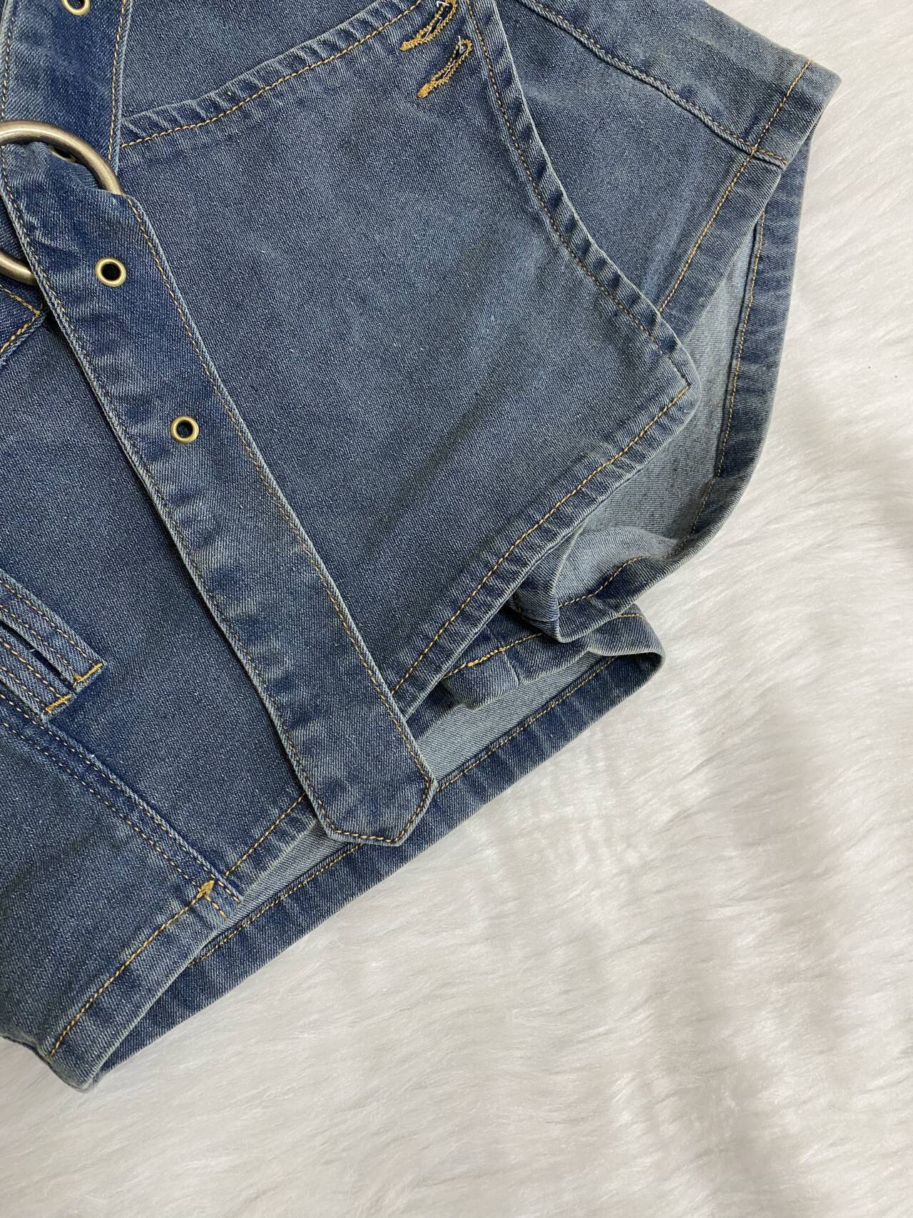 LADIES SHORT DENIM SHORTS SKIRT BLUE DENIM (SIZE S - XL)
