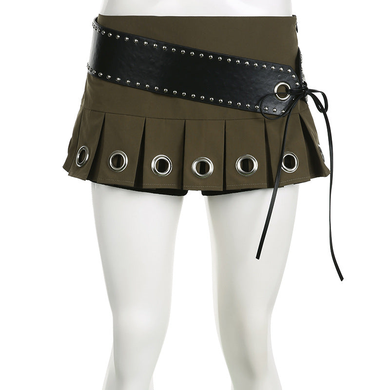 LADIES HIGH WAIST SHORT SKIRT BLACK / BROWN (SIZE S - L)