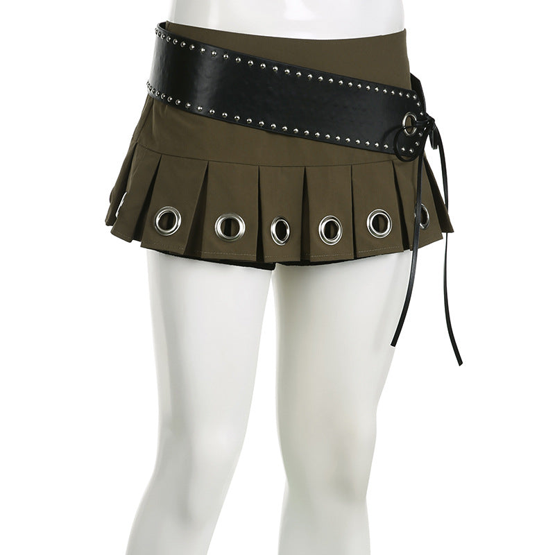 LADIES HIGH WAIST SHORT SKIRT BLACK / BROWN (SIZE S - L)