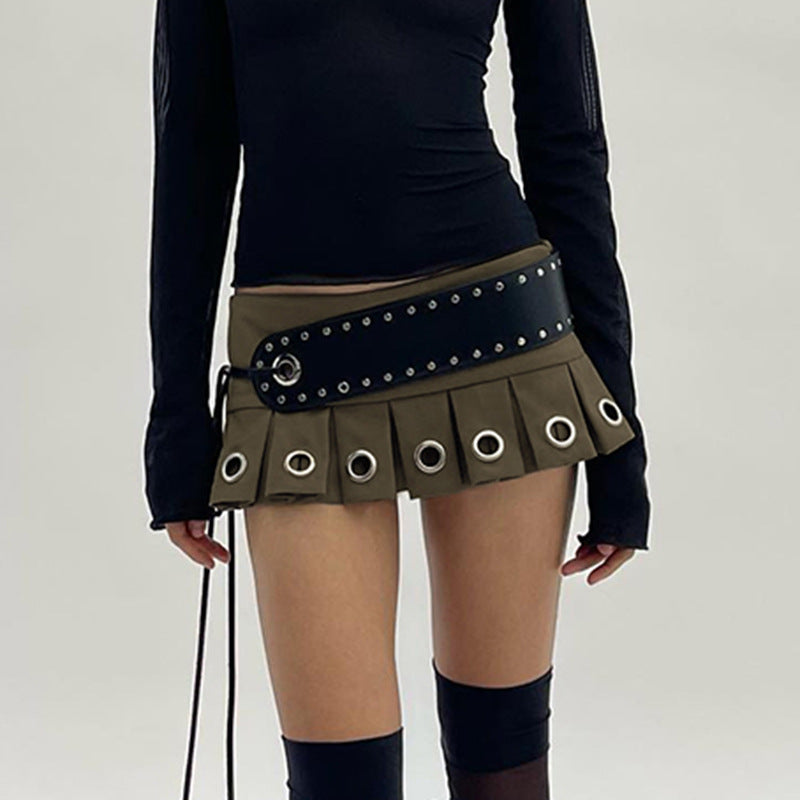 LADIES HIGH WAIST SHORT SKIRT BLACK / BROWN (SIZE S - L)