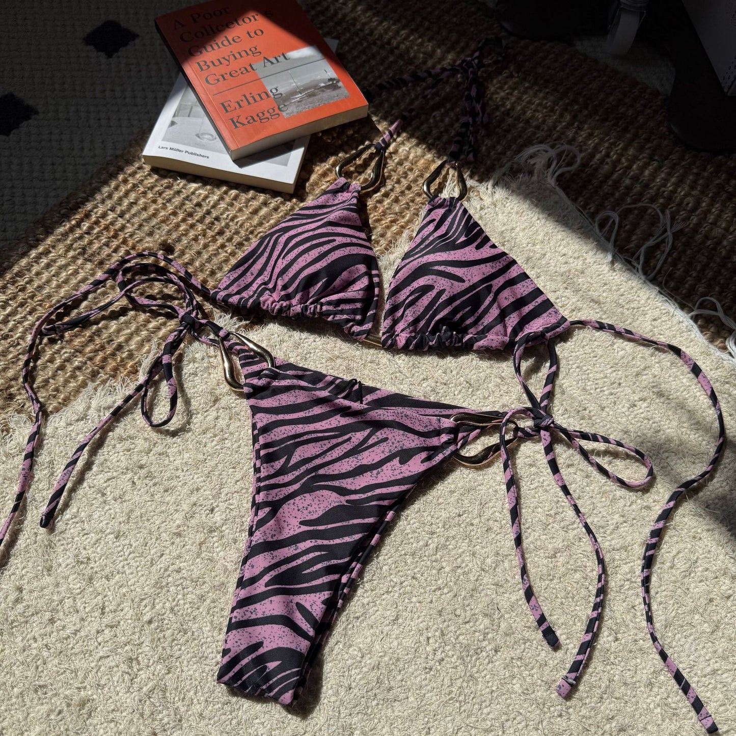 LADIES TWO PIECE BIKINI SWIMWEAR PURPLE / PINK (SIZE S - L)
