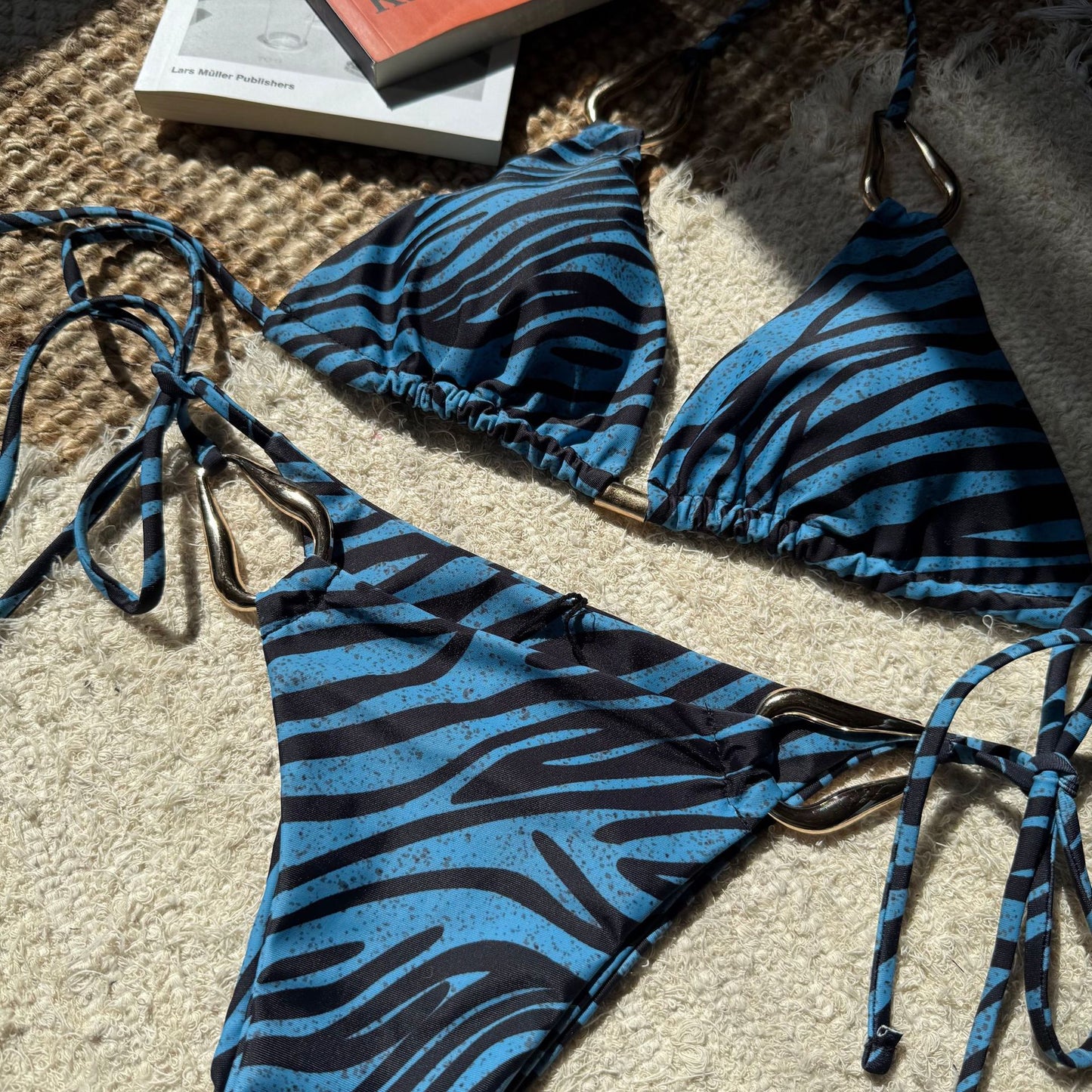 LADIES TWO PIECE BIKINI SWIMWEAR BLUE / GREEN (SIZE S - L)