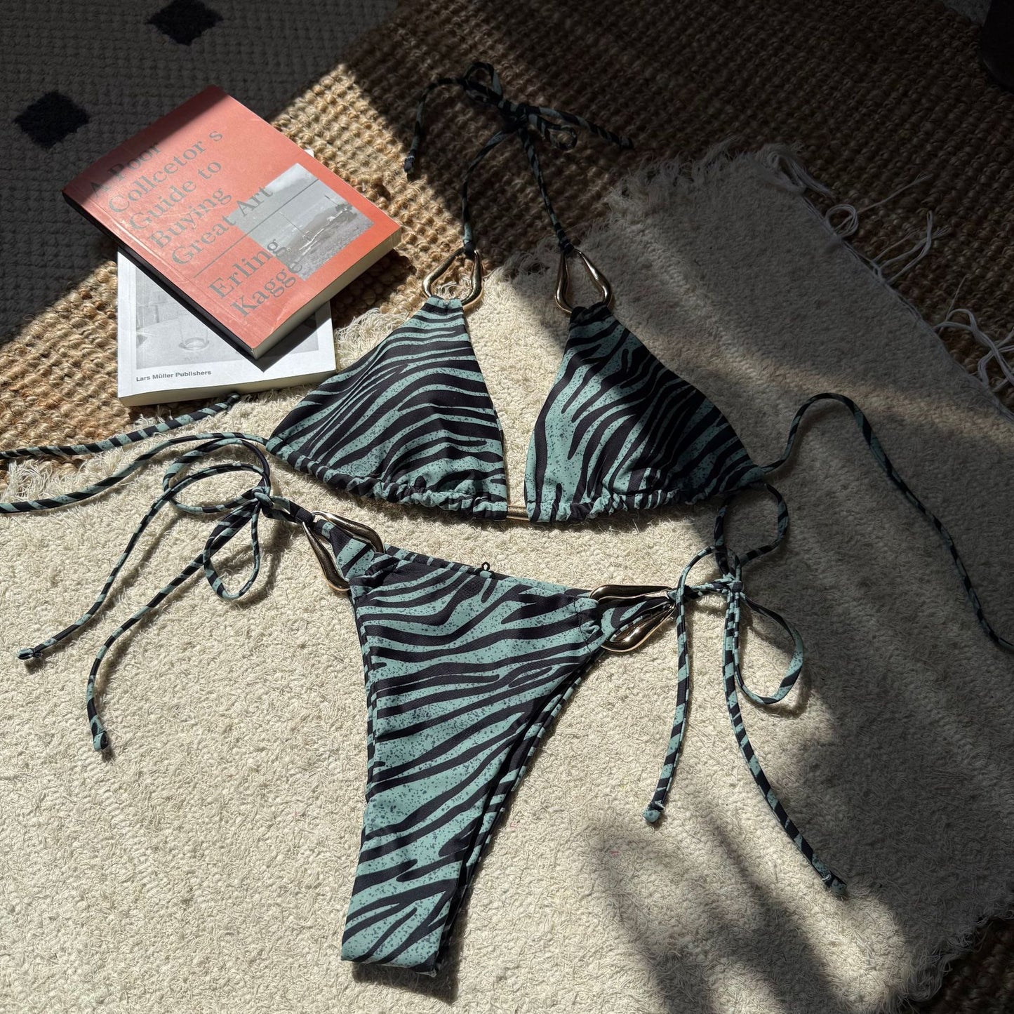 LADIES TWO PIECE BIKINI SWIMWEAR BLUE / GREEN (SIZE S - L)