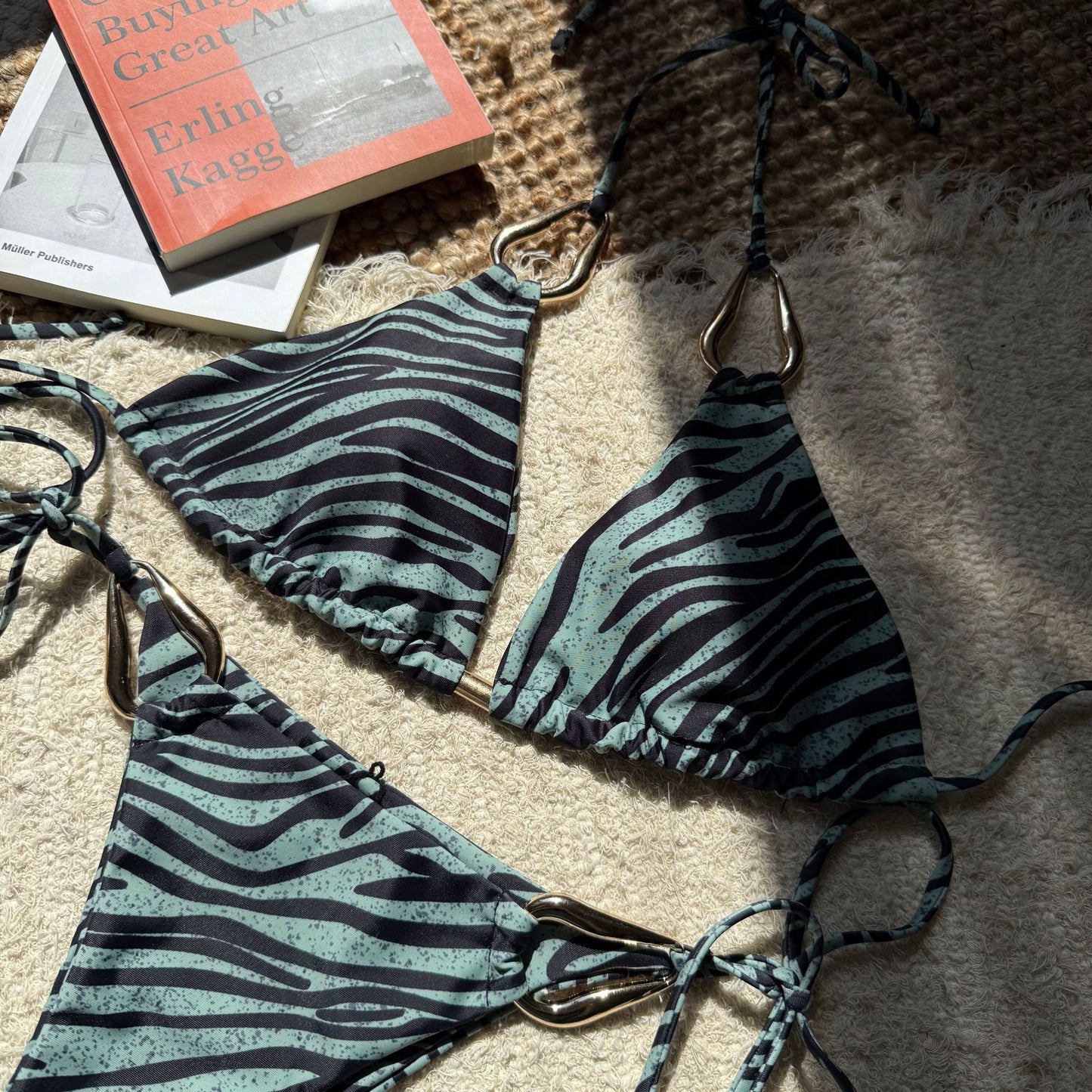 LADIES TWO PIECE BIKINI SWIMWEAR BLUE / GREEN (SIZE S - L)