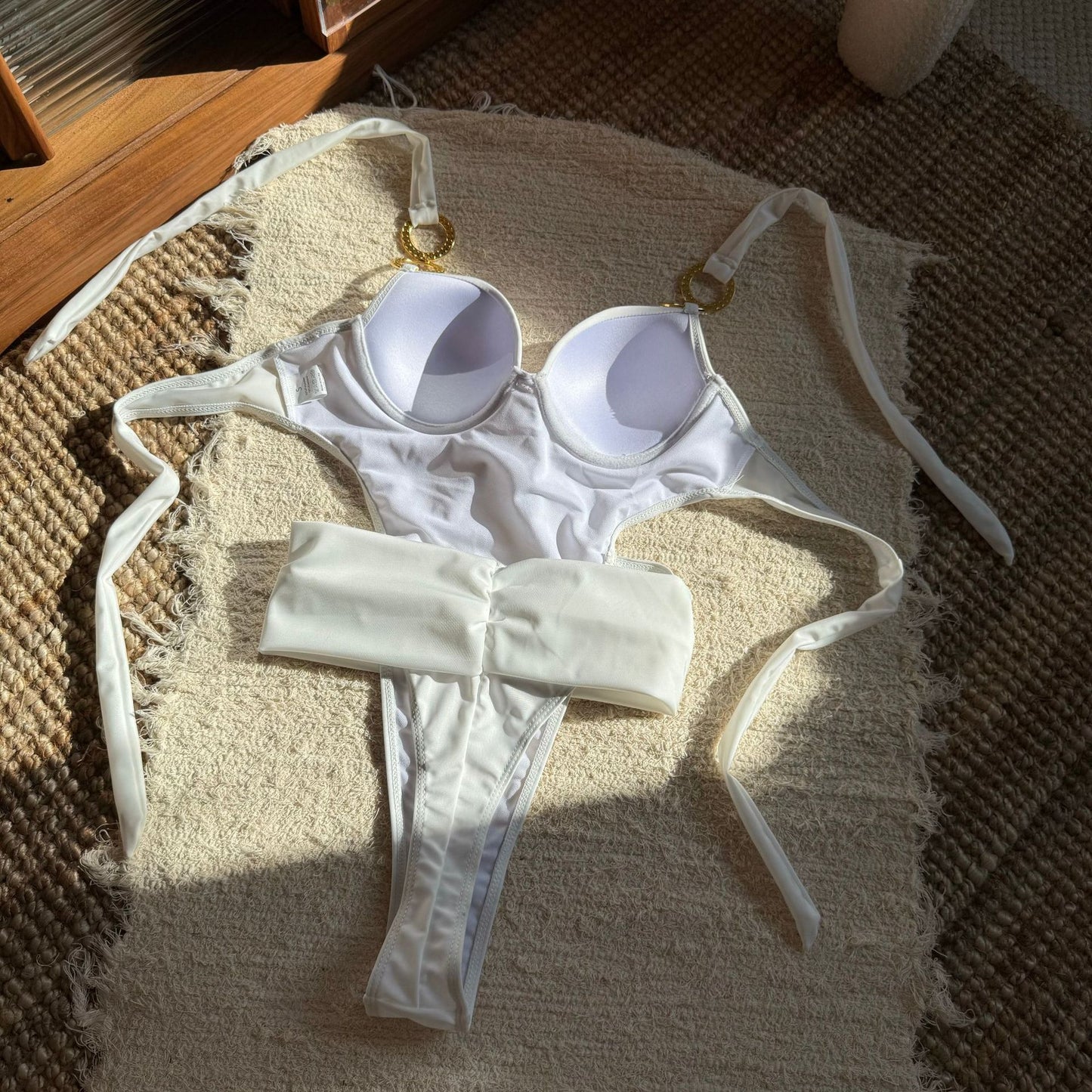 LADIES ONE PIECE SWIMSUIT SWIMWEAR WHITE / BLACK / DARK PINK (SIZE S - L)