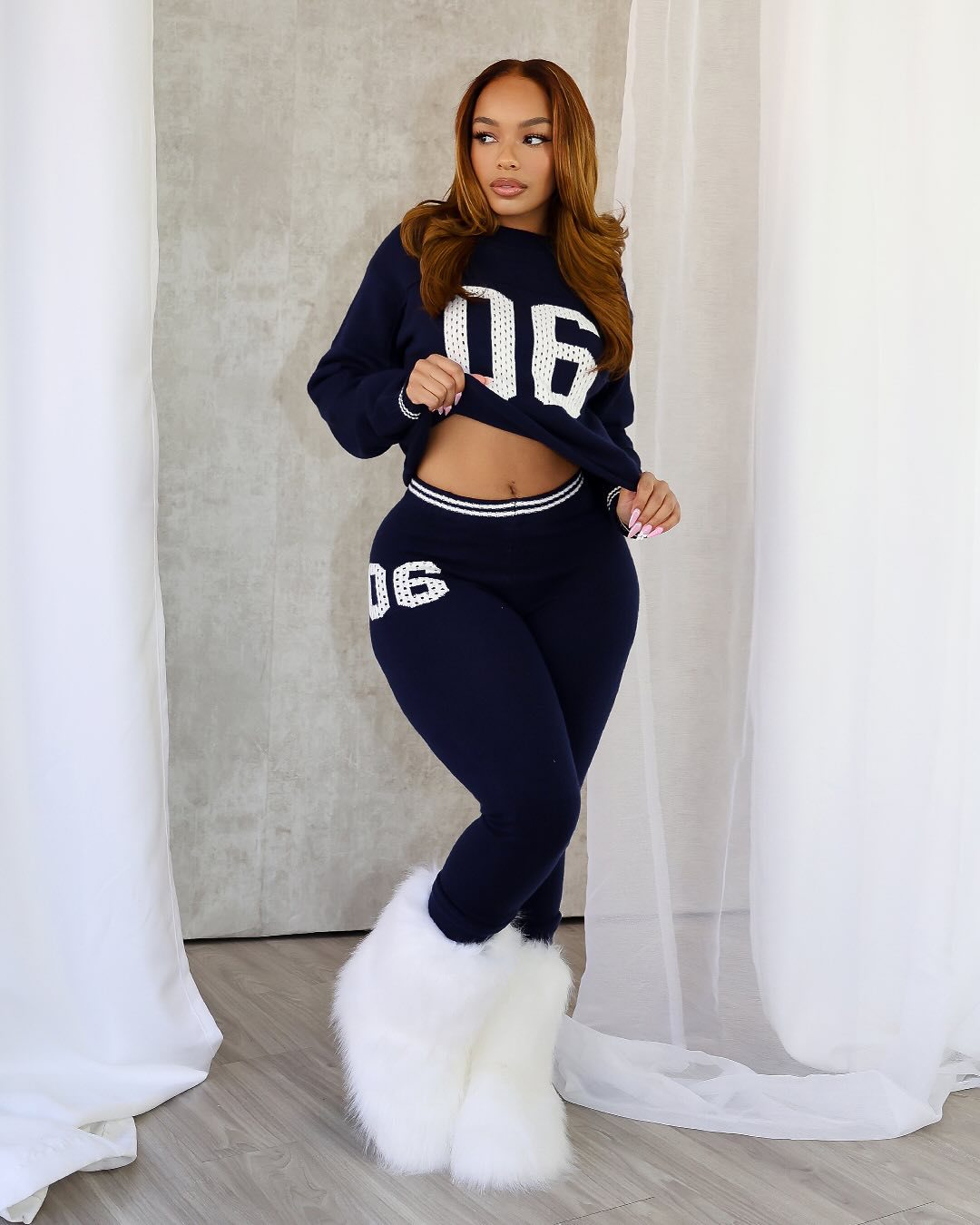 LADIES TWO PIECE TROUSERS PANTS & TOP SET DARK BLUE ONE SIZE, STRETCHY, FITS MOST