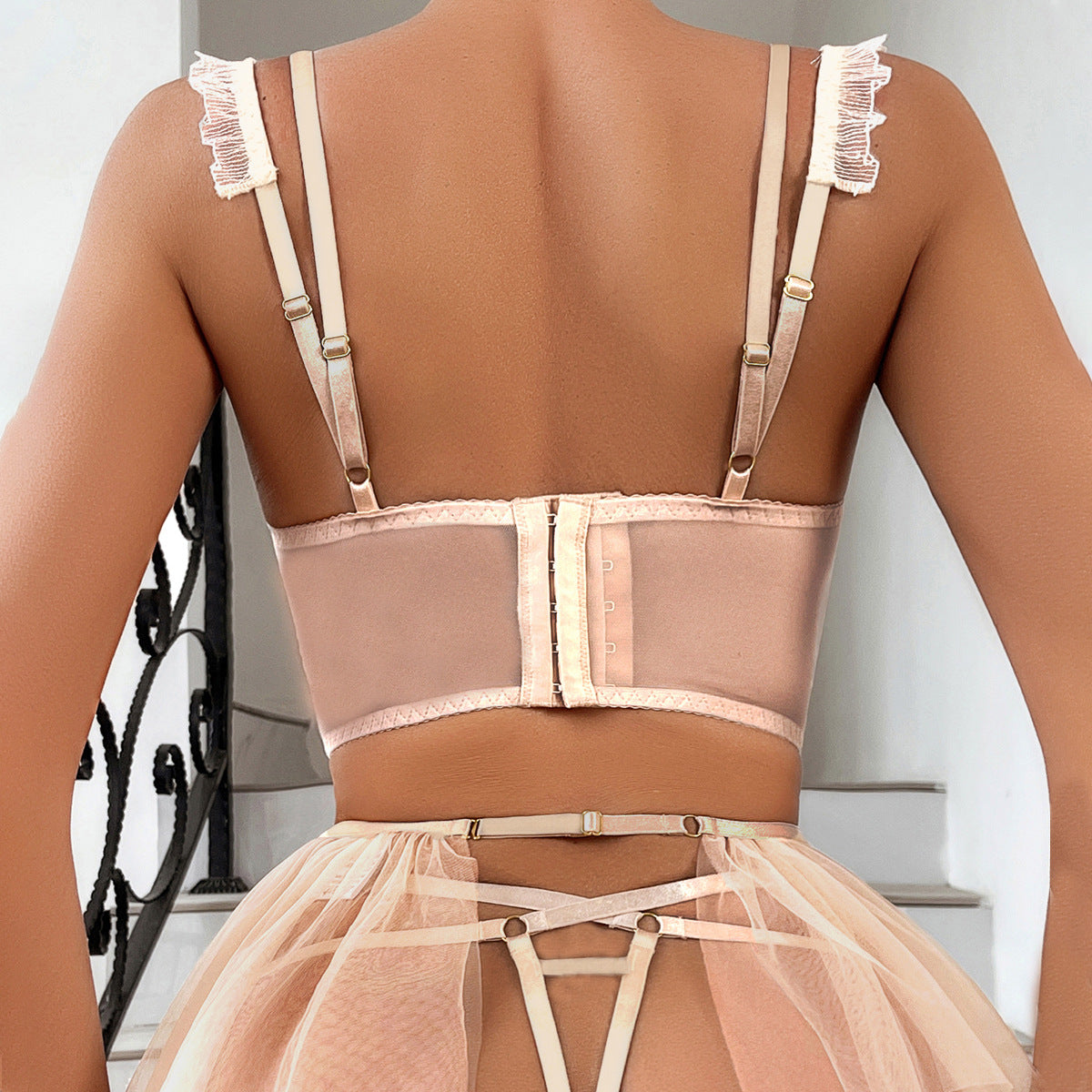 LADIES INTIMATE LINGERIE SET APRICOT-BEIGE (SIZE S - L)