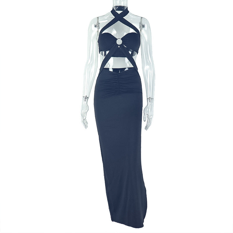 LADIES HALTERNECK BODYCON DRESS BLACK (SIZE S - L)