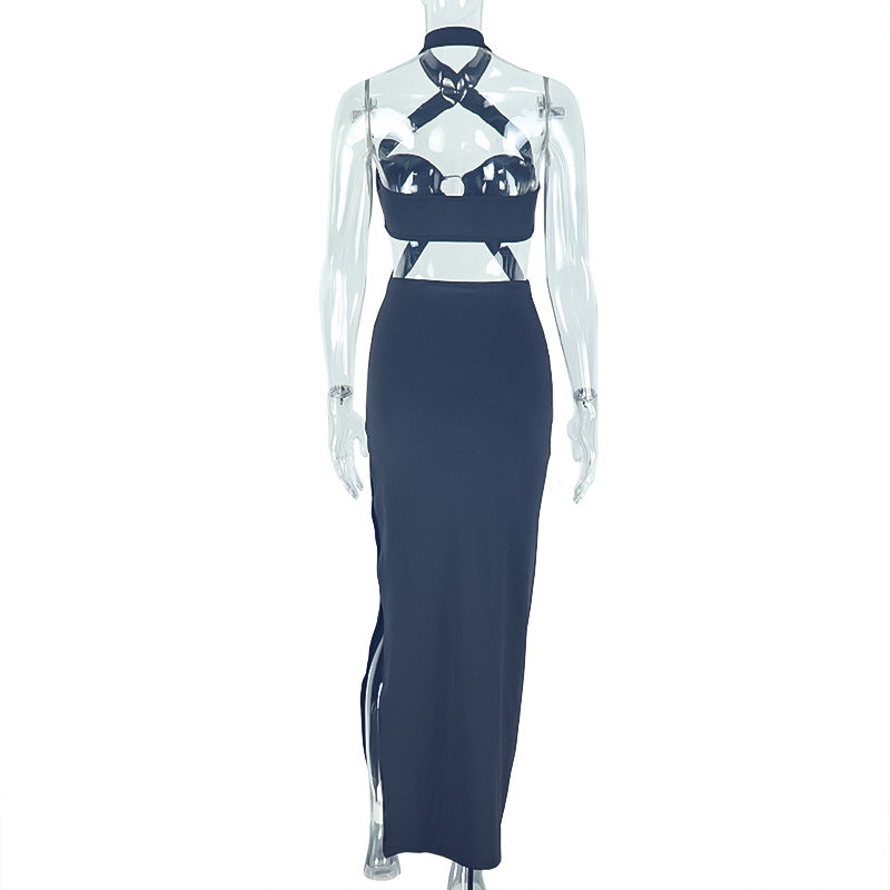 LADIES HALTERNECK BODYCON DRESS BLACK (SIZE S - L)