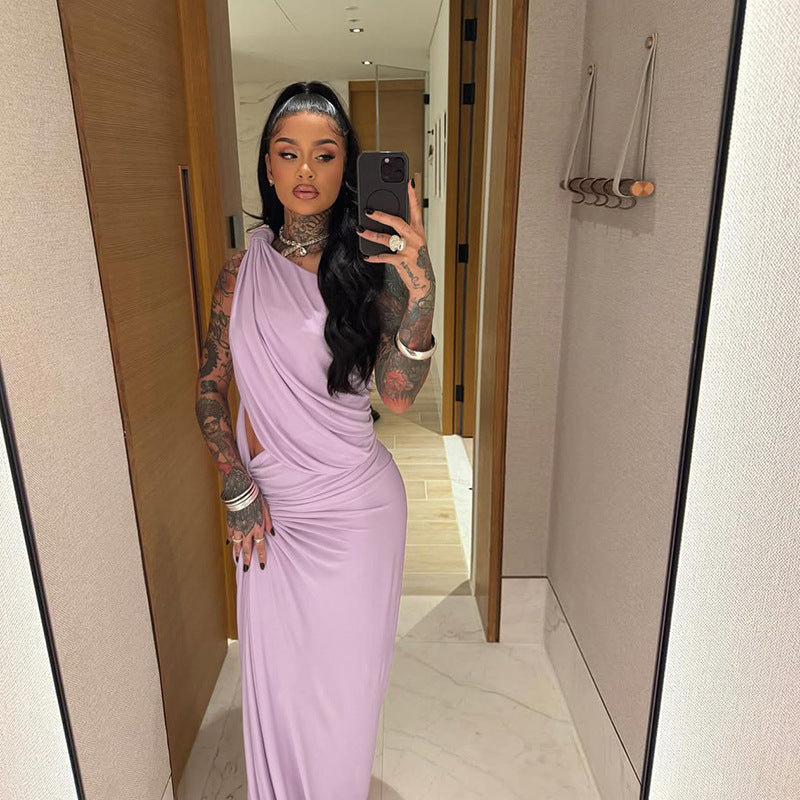LADIES TWO PIECE DRESS LIGHT PURPLE (SIZE S - L)
