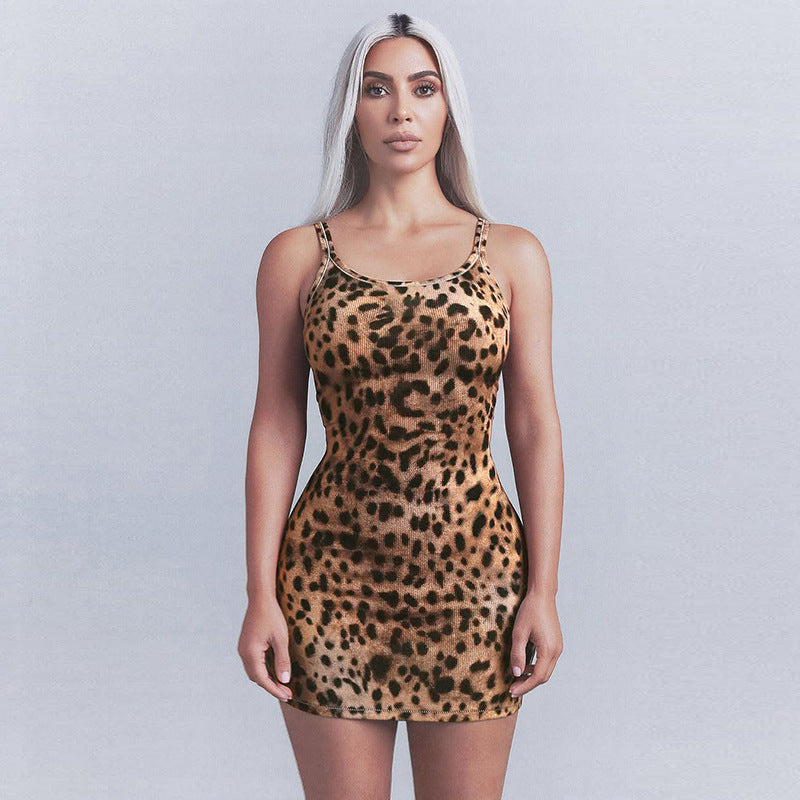 LADIES SEXY LEOPARD PRINT MINI DRESS LEOPARD PRINT (SIZE S - L)