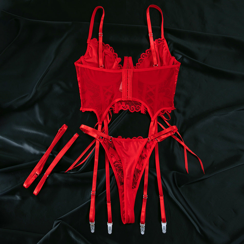 LADIES TWO PIECE LINGERIE SET RED / BLACK / WINE RED (SIZE S - L)