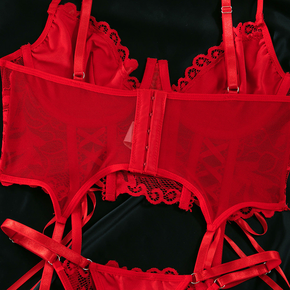 LADIES TWO PIECE LINGERIE SET RED / BLACK / WINE RED (SIZE S - L)