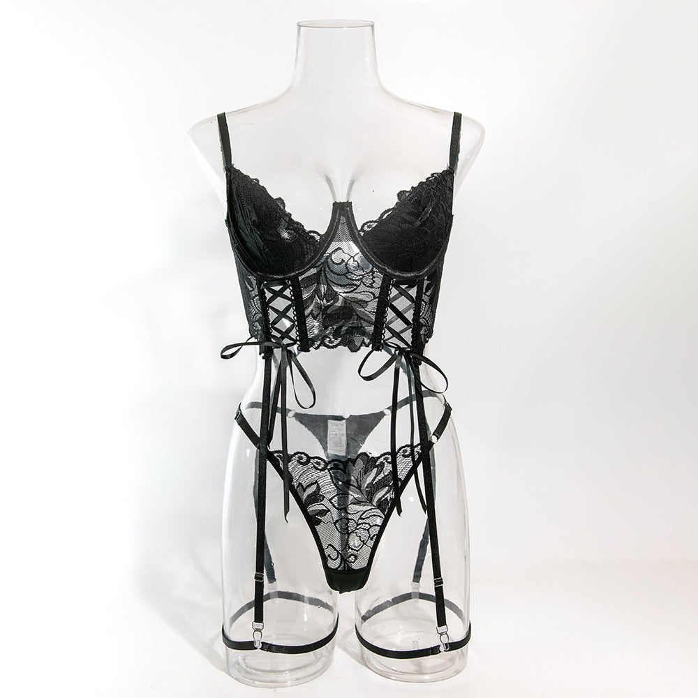 LADIES TWO PIECE LINGERIE SET RED / BLACK / WINE RED (SIZE S - L)