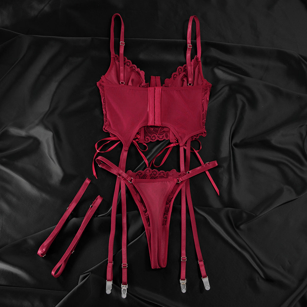 LADIES TWO PIECE LINGERIE SET RED / BLACK / WINE RED (SIZE S - L)
