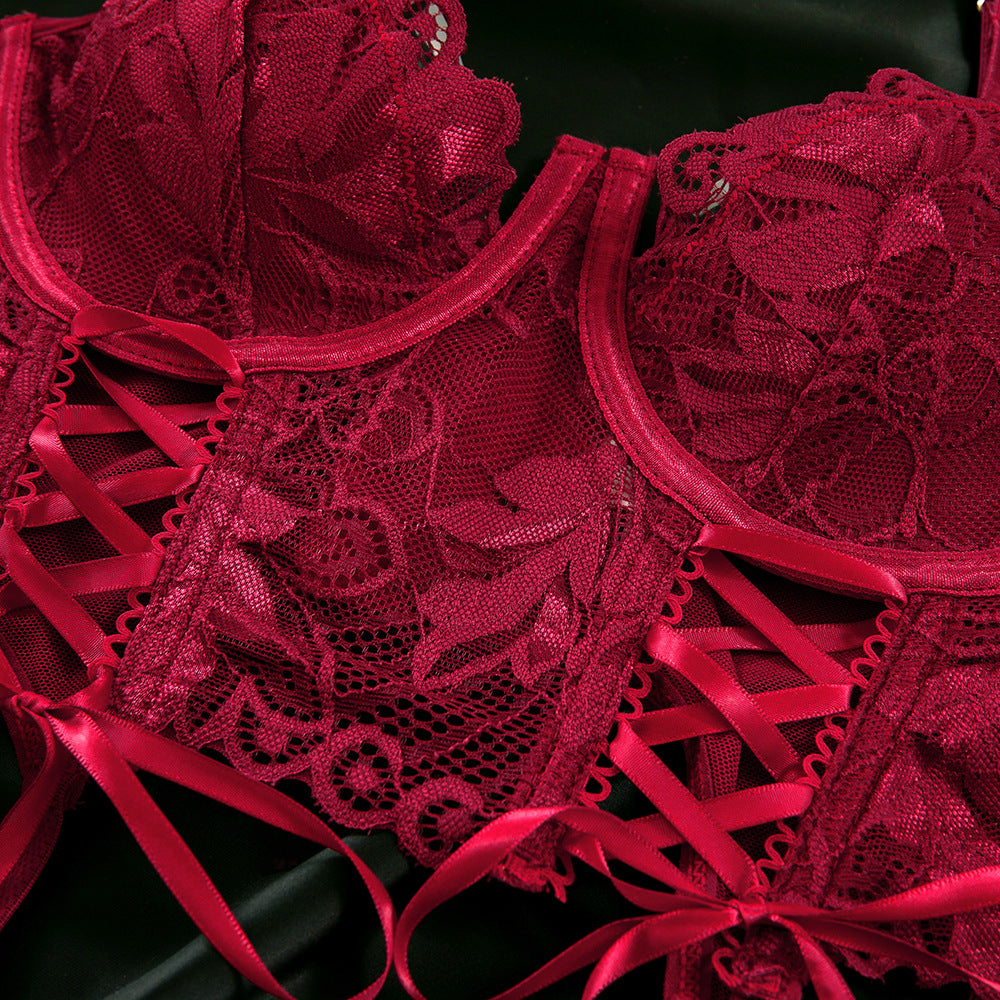 LADIES TWO PIECE LINGERIE SET RED / BLACK / WINE RED (SIZE S - L)