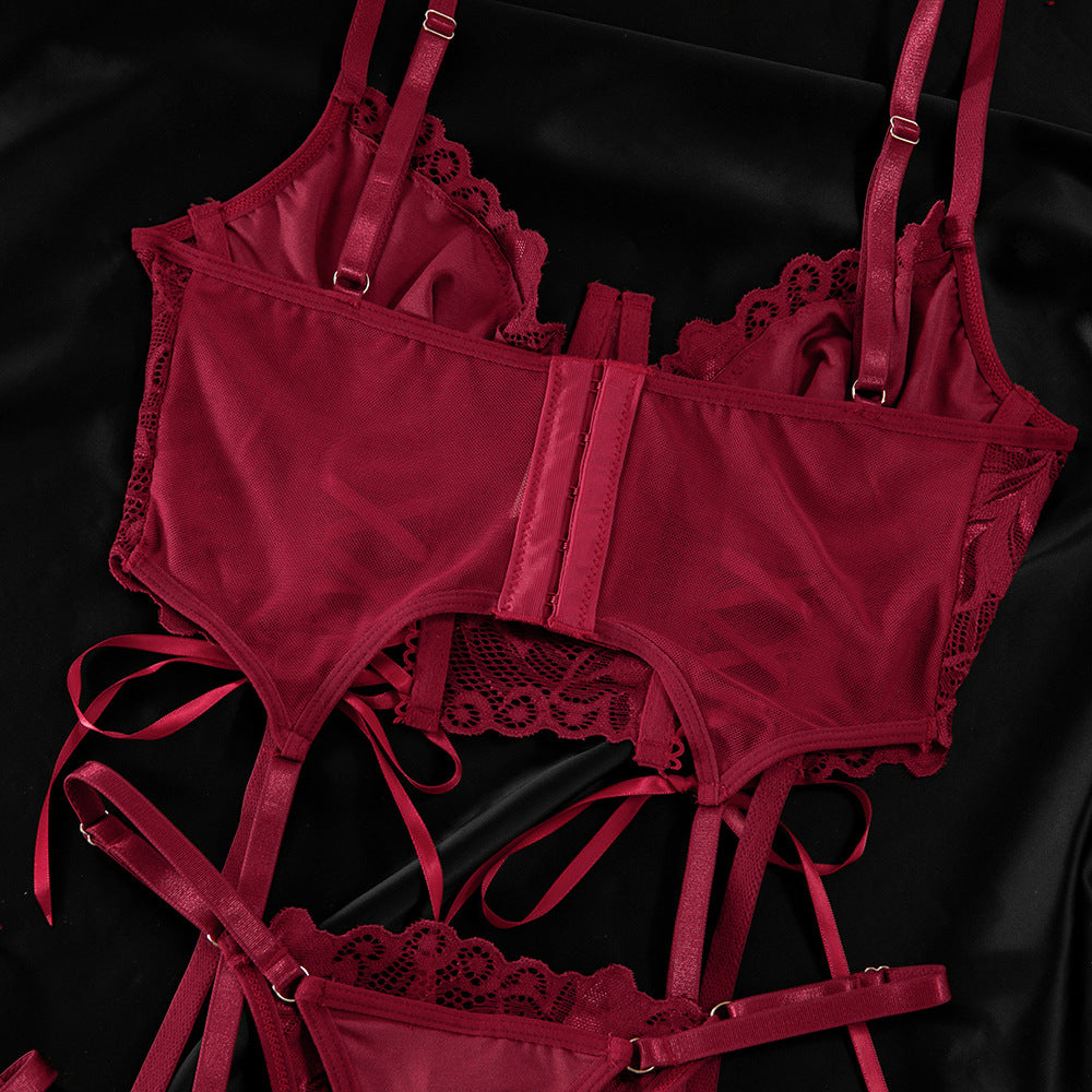 LADIES TWO PIECE LINGERIE SET RED / BLACK / WINE RED (SIZE S - L)