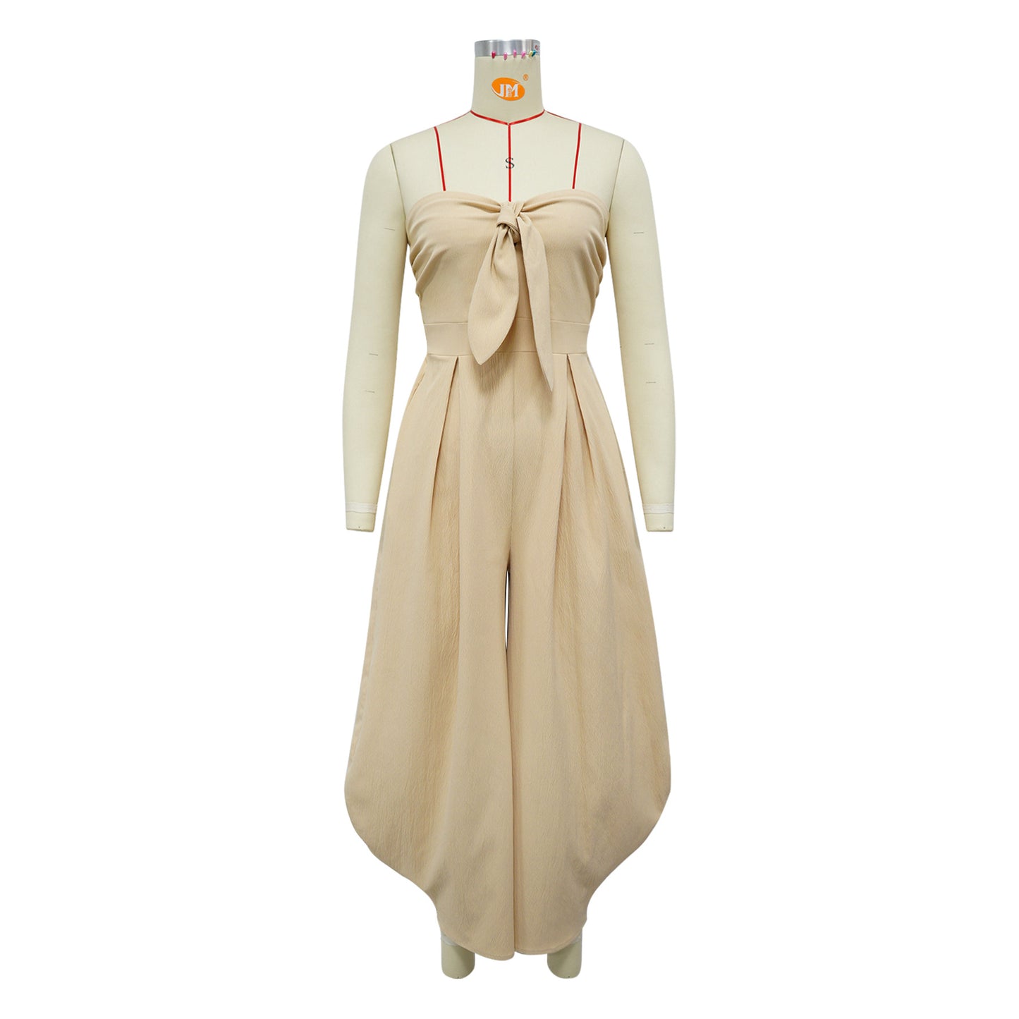 LADIES STRAPLESS JUMPSUIT APRICOT-BEIGE / BLACK / GREEN (SIZE S - 2XL)