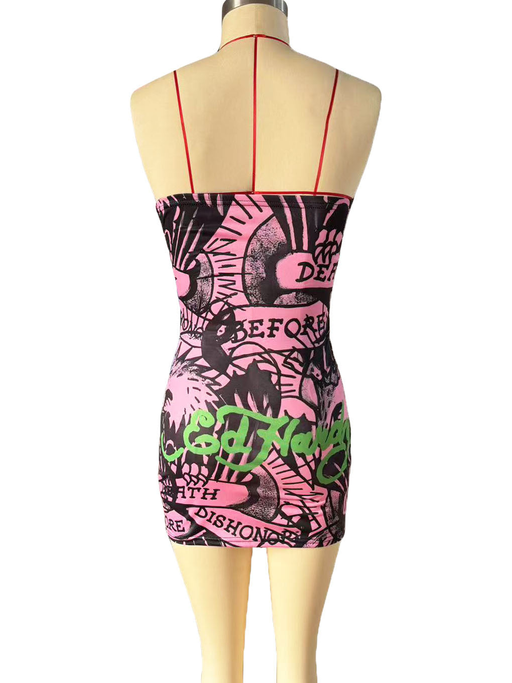 LADIES STRAPLESS MINI DRESS PINK (SIZE S - XL)