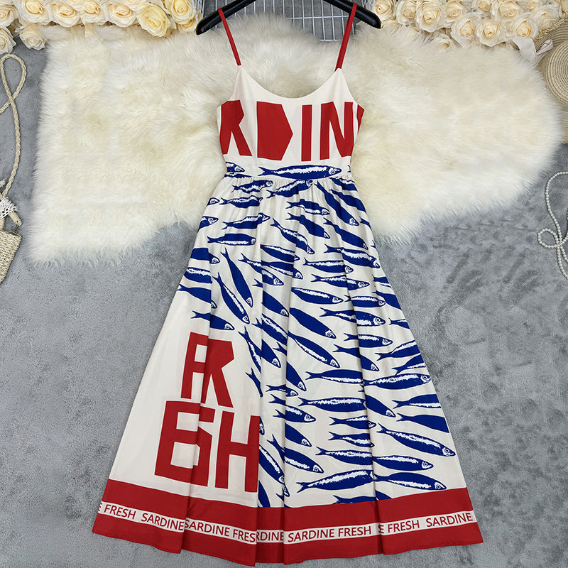 LADIES CASUAL LONG DRESS RED & BLUE MULTI (SIZE S - XL)