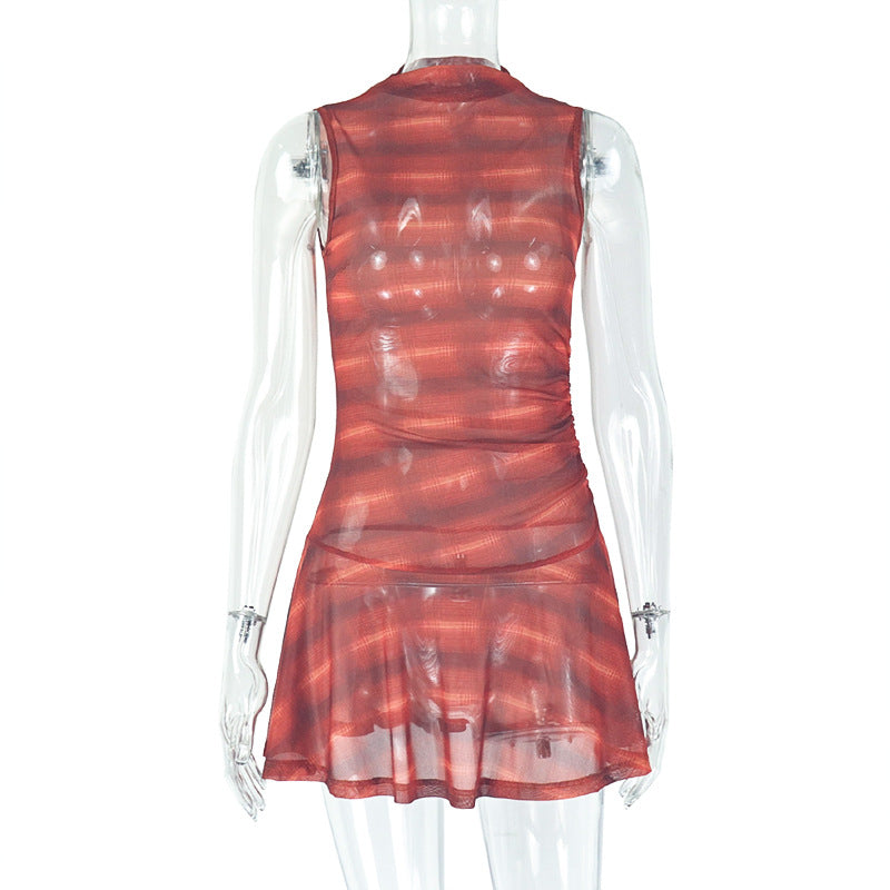 LADIES DRESS BROWN (SIZE S - L)