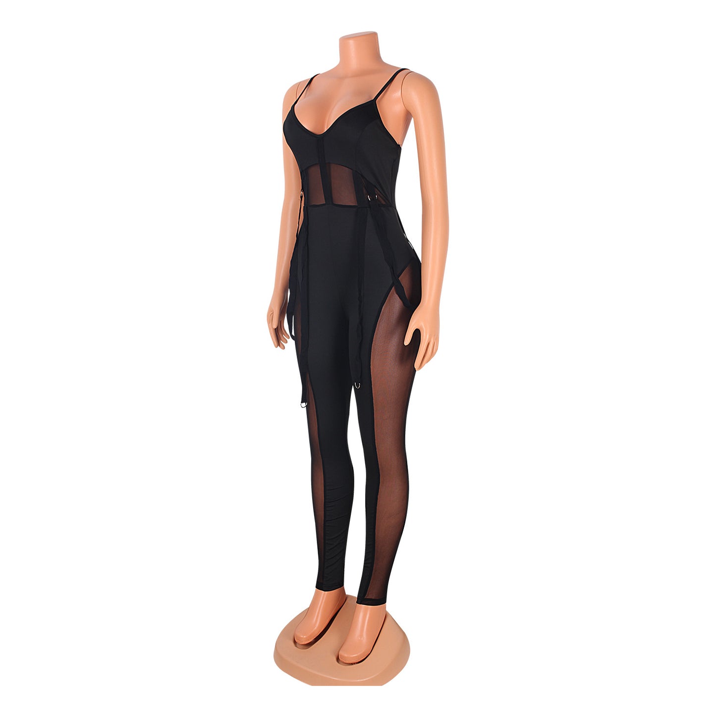LADIES SEXY MESH JUMPSUIT BLACK / WHITE / APRICOT-BEIGE / DARK RED / BLUE (SIZE S - 2XL)