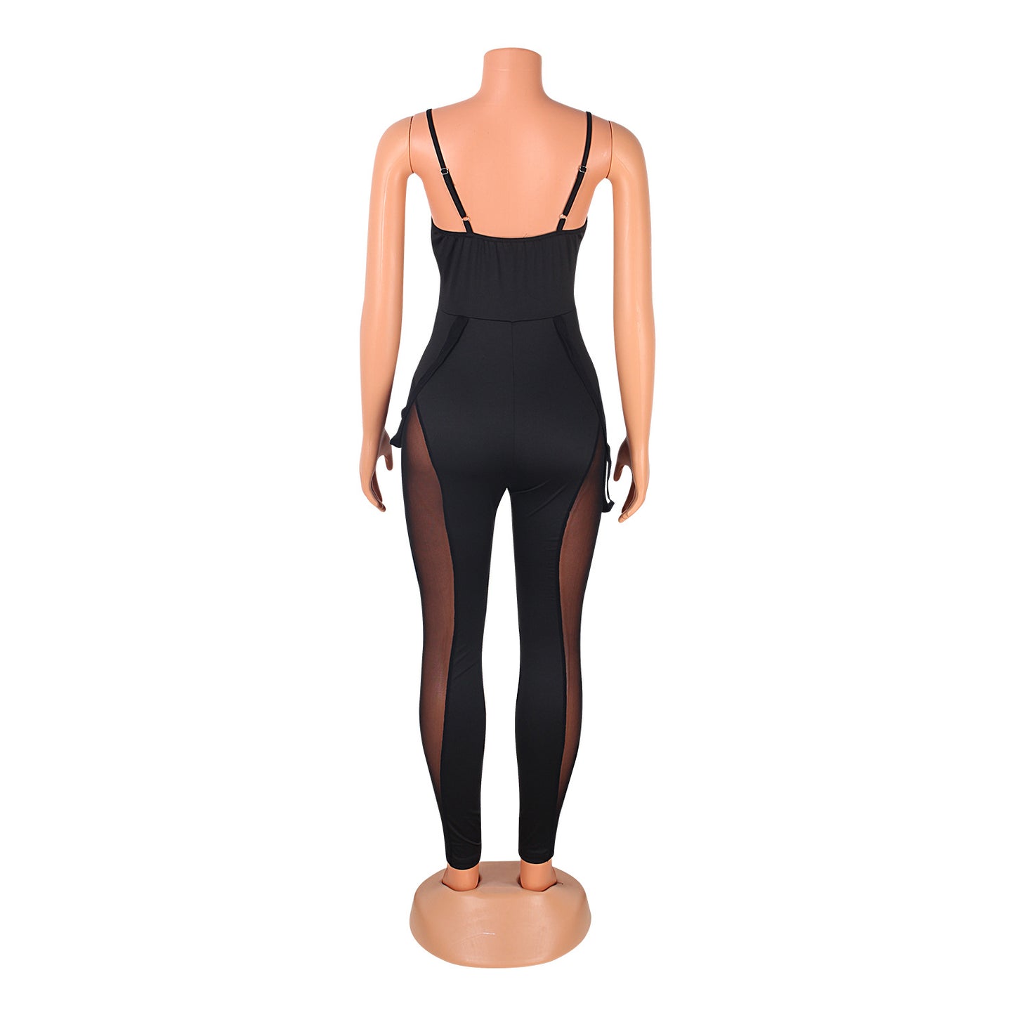 LADIES SEXY MESH JUMPSUIT BLACK / WHITE / APRICOT-BEIGE / DARK RED / BLUE (SIZE S - 2XL)