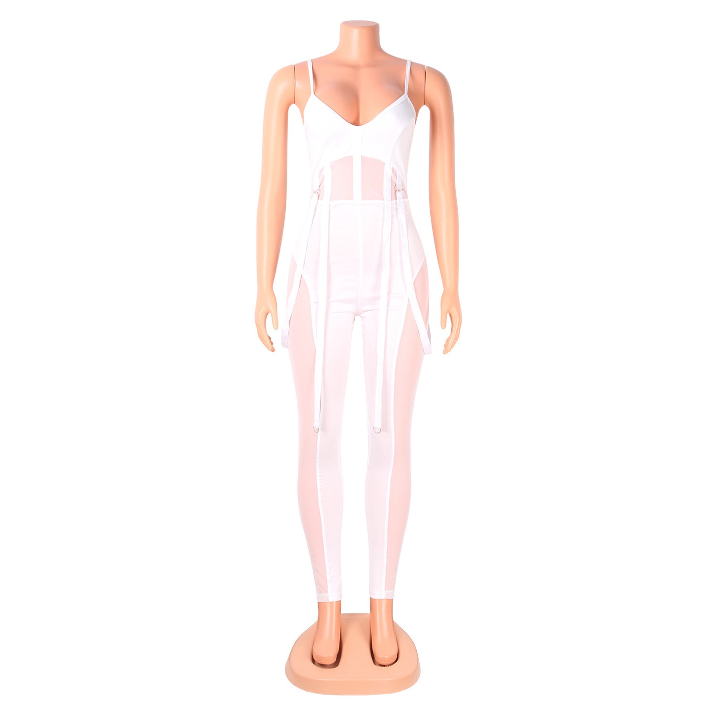 LADIES SEXY MESH JUMPSUIT BLACK / WHITE / APRICOT-BEIGE / DARK RED / BLUE (SIZE S - 2XL)