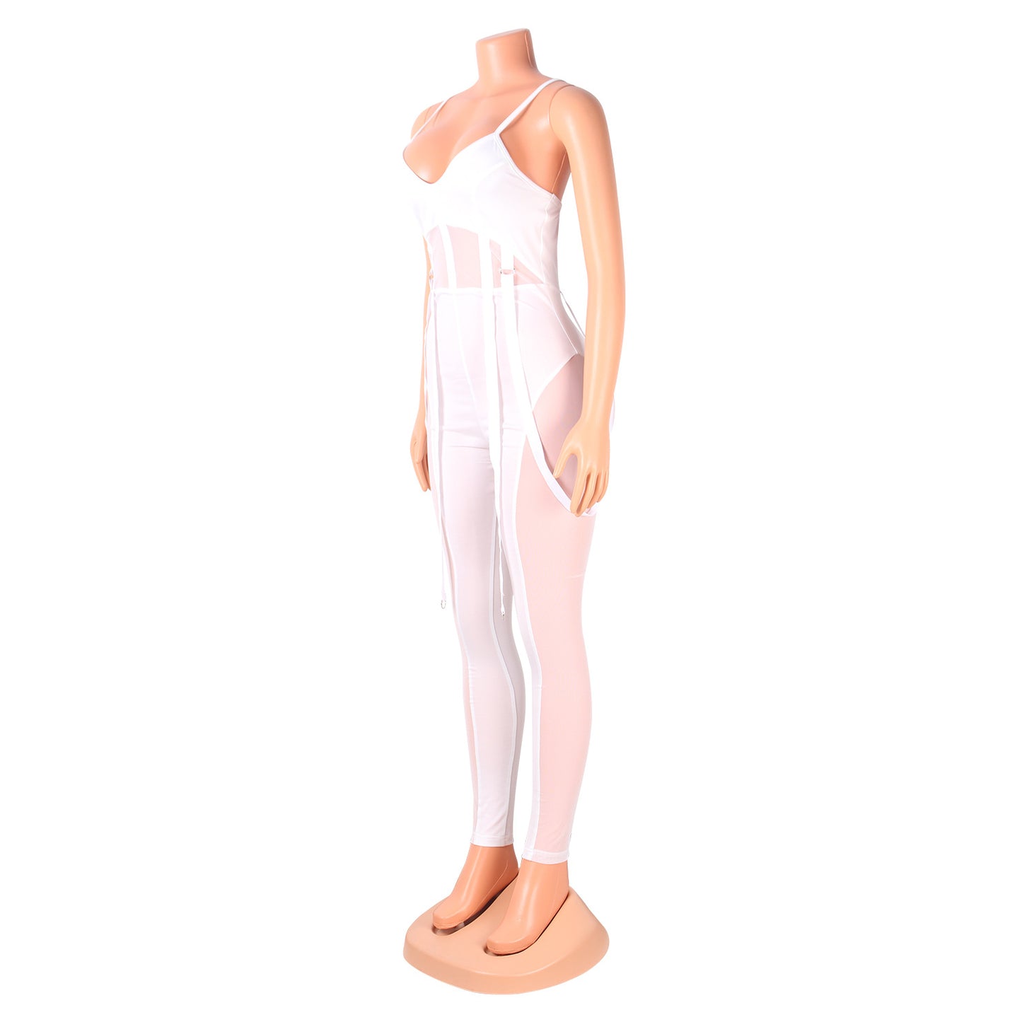 LADIES SEXY MESH JUMPSUIT BLACK / WHITE / APRICOT-BEIGE / DARK RED / BLUE (SIZE S - 2XL)