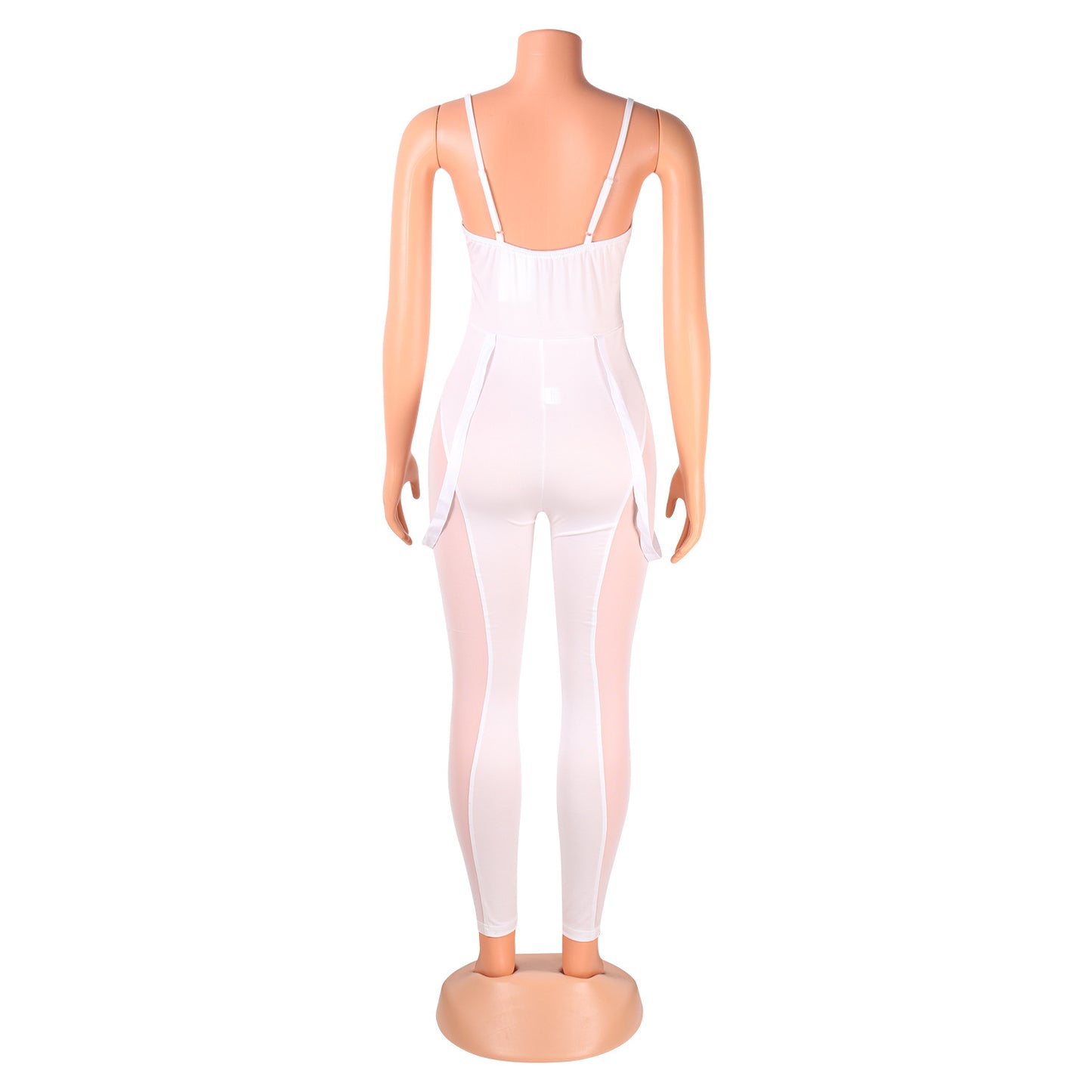 LADIES SEXY MESH JUMPSUIT BLACK / WHITE / APRICOT-BEIGE / DARK RED / BLUE (SIZE S - 2XL)
