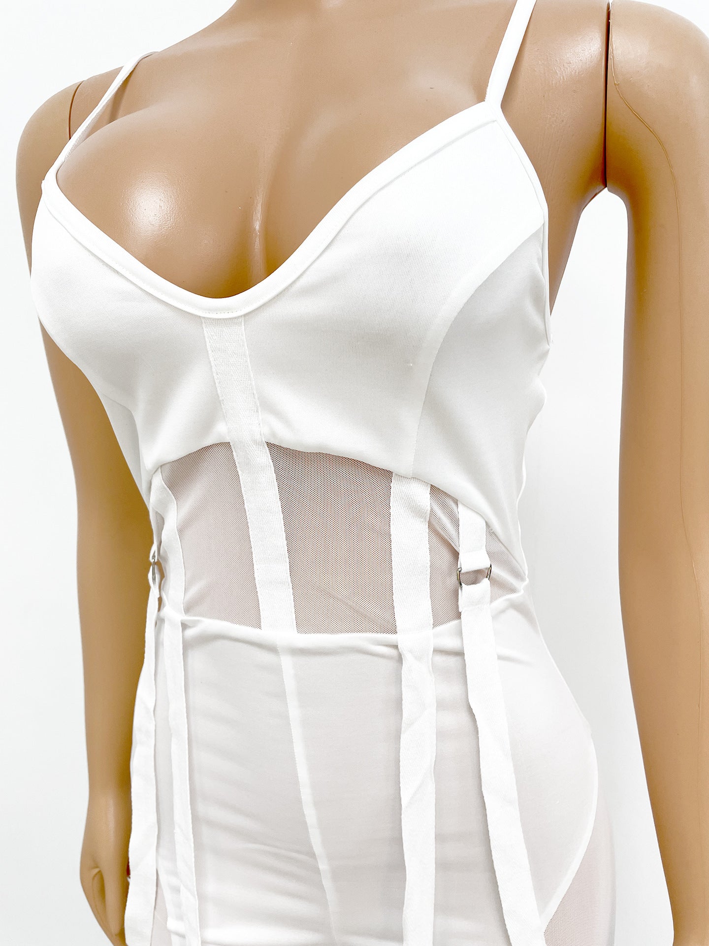 LADIES SEXY MESH JUMPSUIT BLACK / WHITE / APRICOT-BEIGE / DARK RED / BLUE (SIZE S - 2XL)