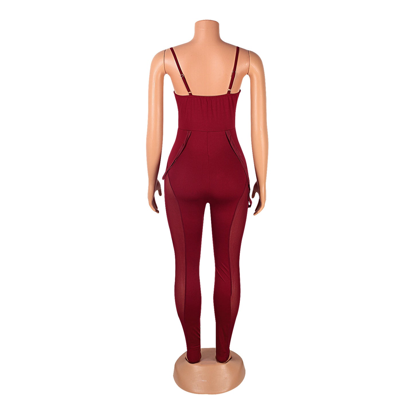 LADIES SEXY MESH JUMPSUIT BLACK / WHITE / APRICOT-BEIGE / DARK RED / BLUE (SIZE S - 2XL)