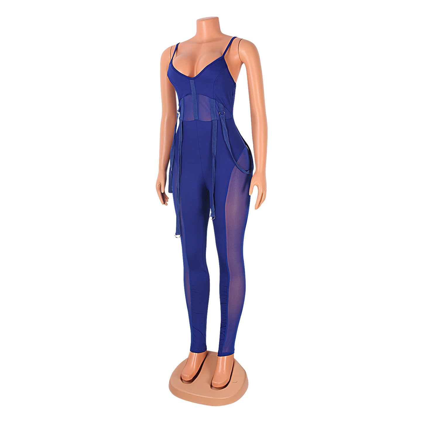 LADIES SEXY MESH JUMPSUIT BLACK / WHITE / APRICOT-BEIGE / DARK RED / BLUE (SIZE S - 2XL)
