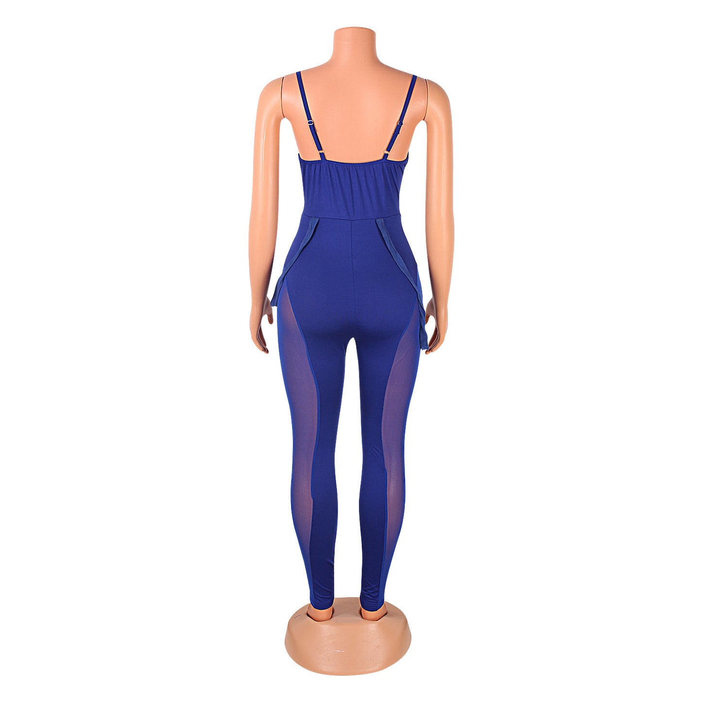 LADIES SEXY MESH JUMPSUIT BLACK / WHITE / APRICOT-BEIGE / DARK RED / BLUE (SIZE S - 2XL)