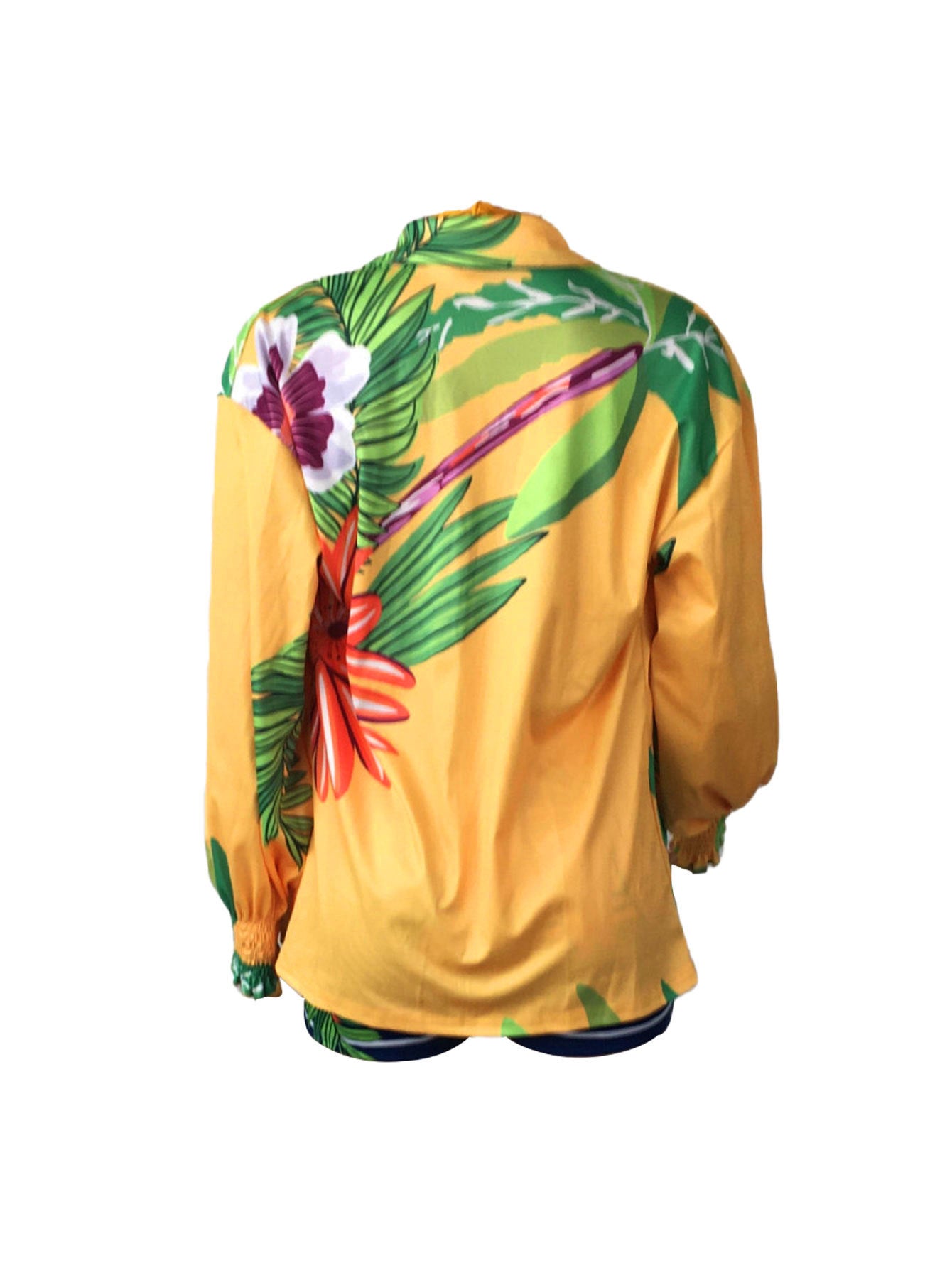 LADIES THREE PIECE SWIMWEAR COVER UP & SHORTS SET YELLOW (SIZE S - 2XL)