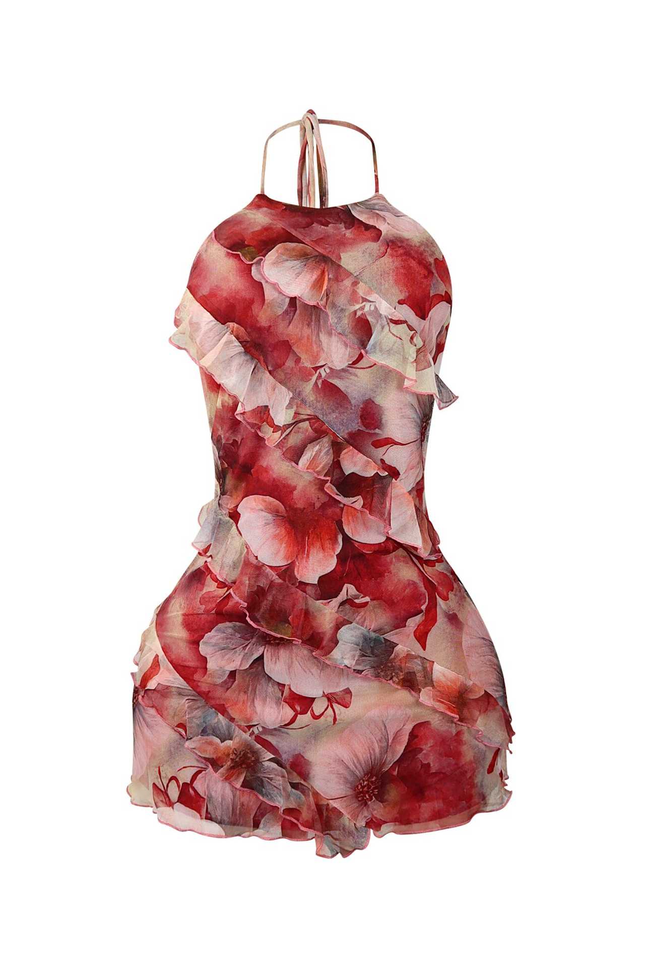LADIES SEXY MINI DRESS RED / DARK BROWN (SIZE S - XL)