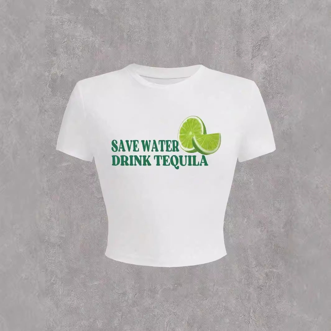 LADIES SEXY CROPPED T-SHIRT WHITE (SIZE XS - XL)