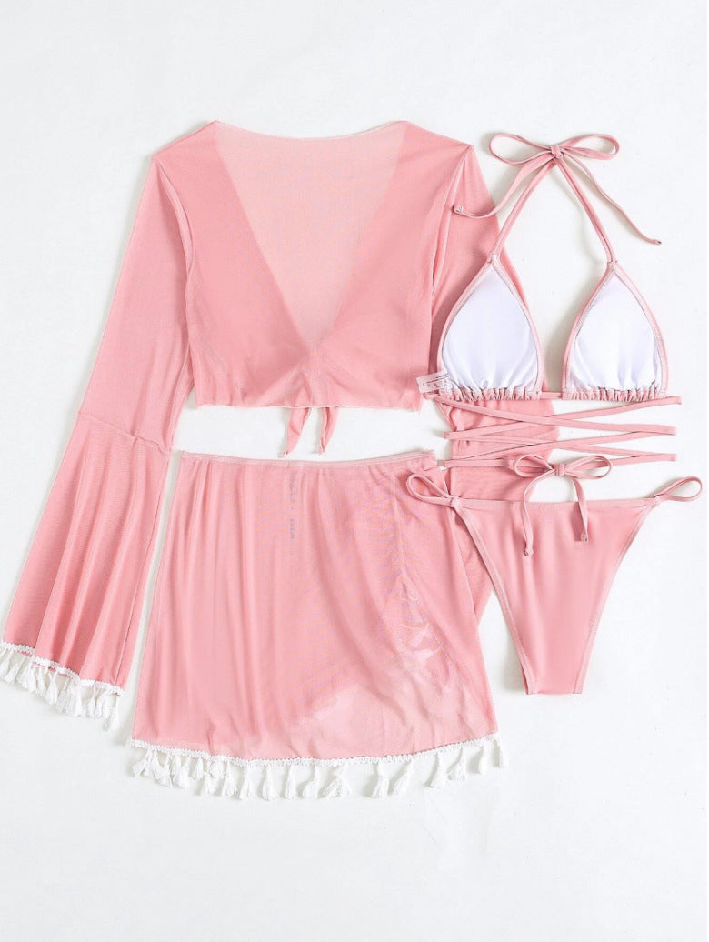 LADIES MESH BIKINI SWIMWEAR BEACHWEAR SET 7 DIFFERENT COLOUR OPTIONS) (SIZE S - XL)