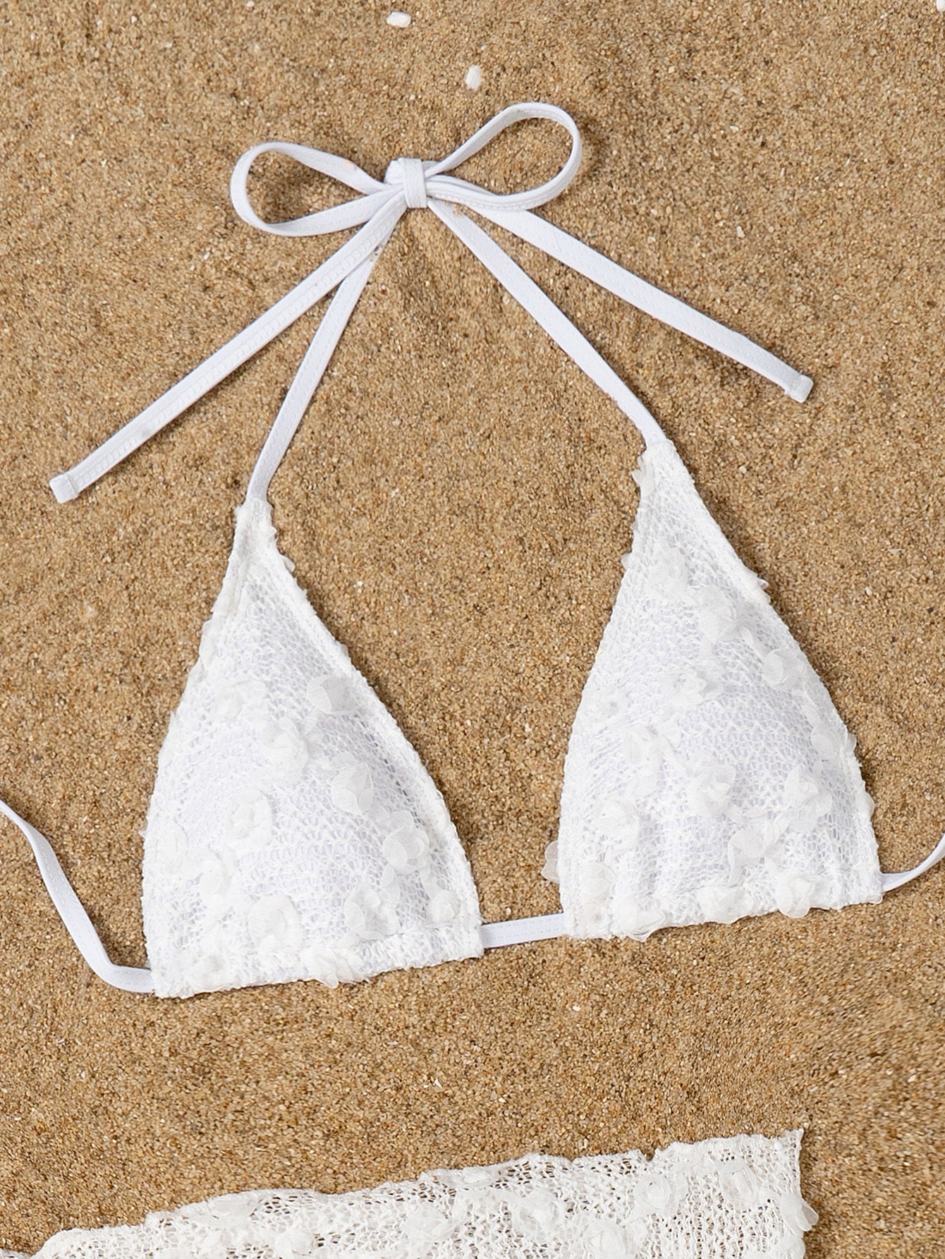 LADIES THREE PIECE BIKINI SWIMWEAR BEACHWEAR SET WHITE (SIZE S - L)