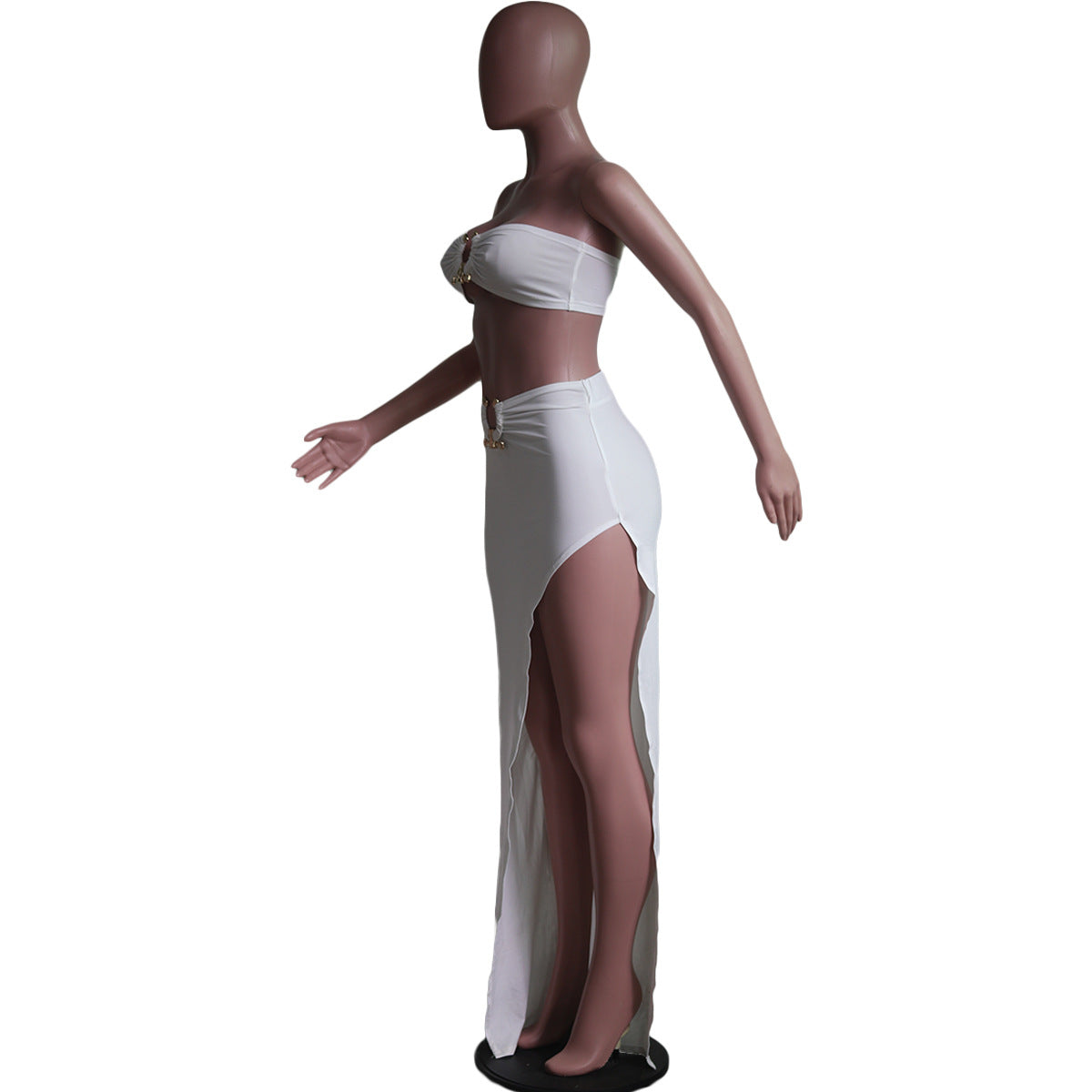 LADIES TWO PIECE SKIRT & TOP SET WHITE / BLACK / WHITE & BLACK (SIZE S - 2XL)
