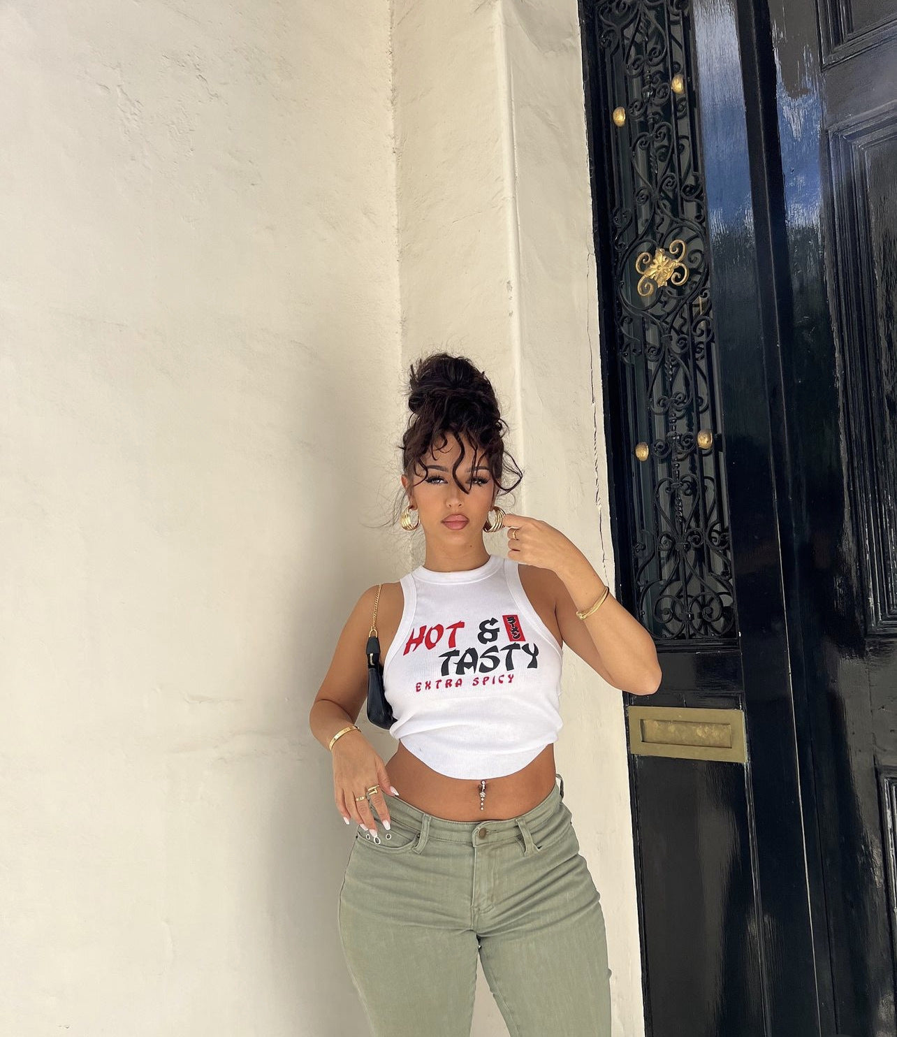 LADIES PRINTED CROPPED VEST TOP WHITE (SIZE S - XL)
