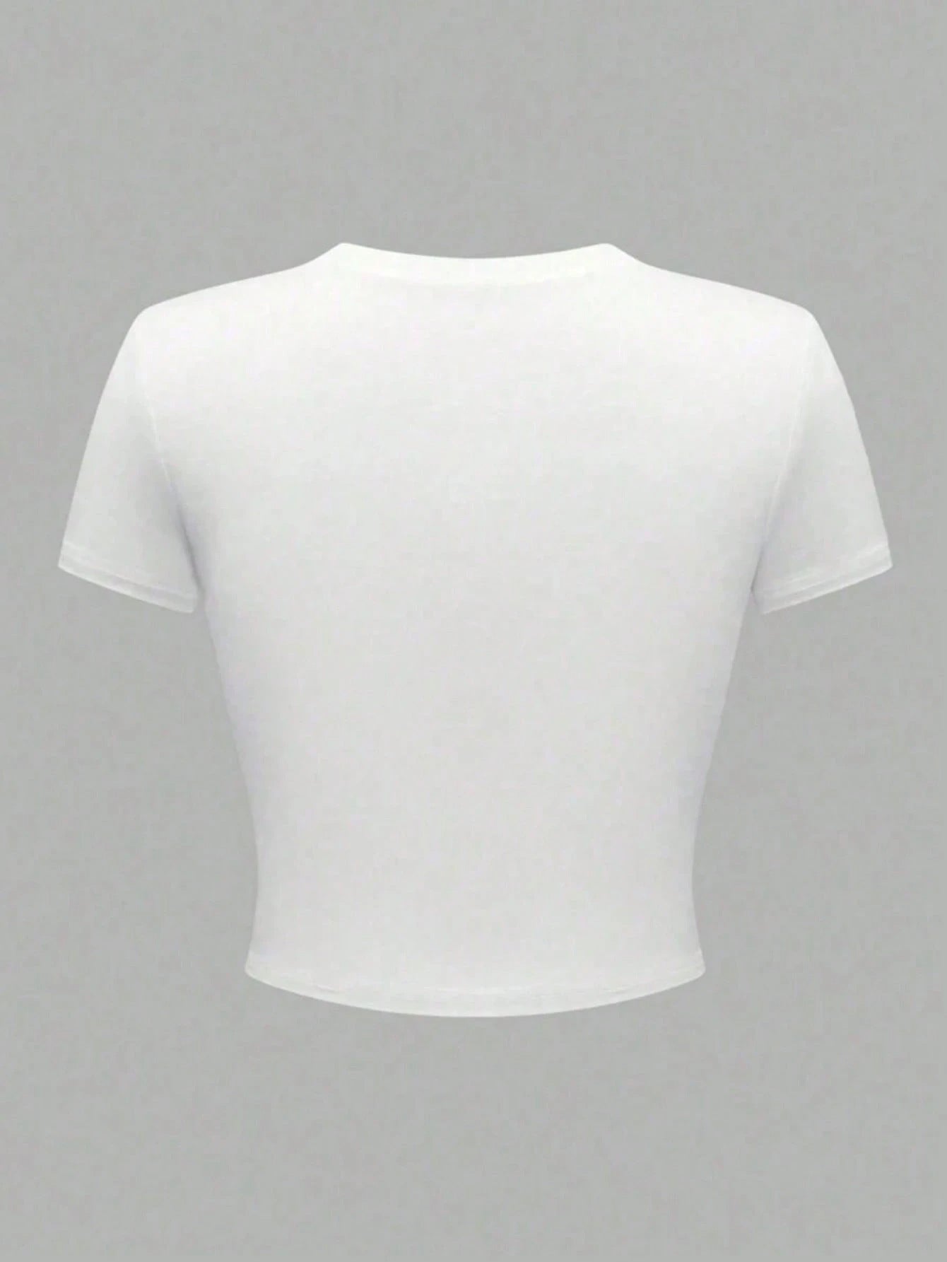 LADIES SHORT SLEEVE CROPPED T-SHIRT WHITE (SIZE S - 2XL)