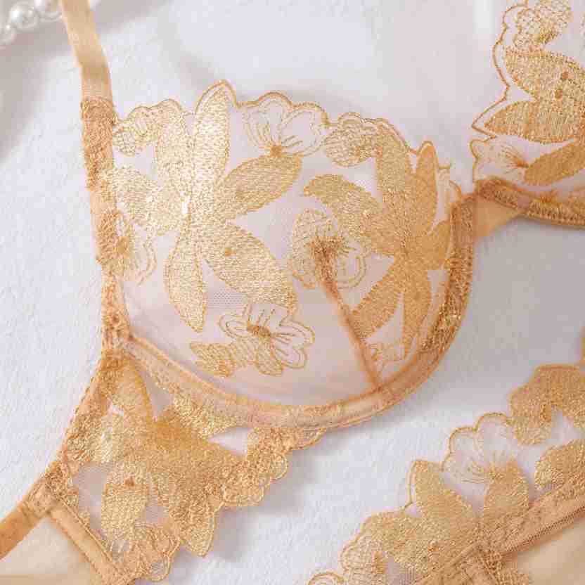 LADIES TWO PIECE LINGERIE SET GOLD (SIZE S - L)